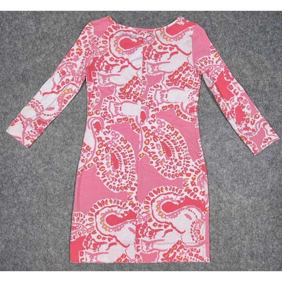 Lilly Pulitzer Dress 100% Pima Cotton Pink/White Elephant Size XXS - Picture 2 of 5